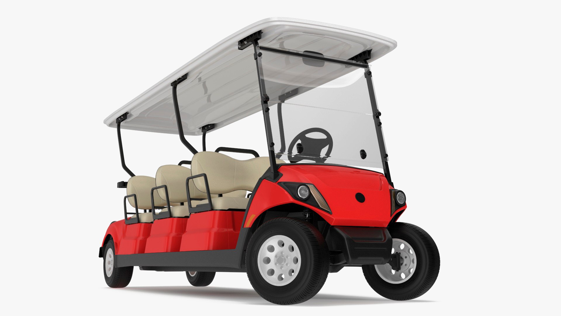 Yamaha Golf Electric Six Seat Car Red Rigged for Maya 3D model preview