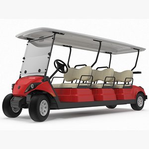 Yamaha Golf Electric Six Seat Car Red Rigged for Maya