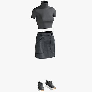 Women's Skirt with TShirt and Sneakers 1