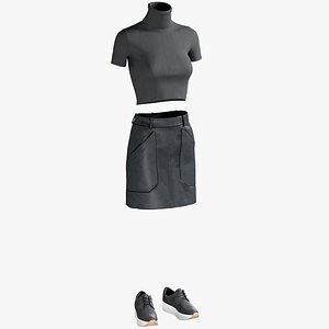 Women's Skirt with TShirt and Sneakers 1