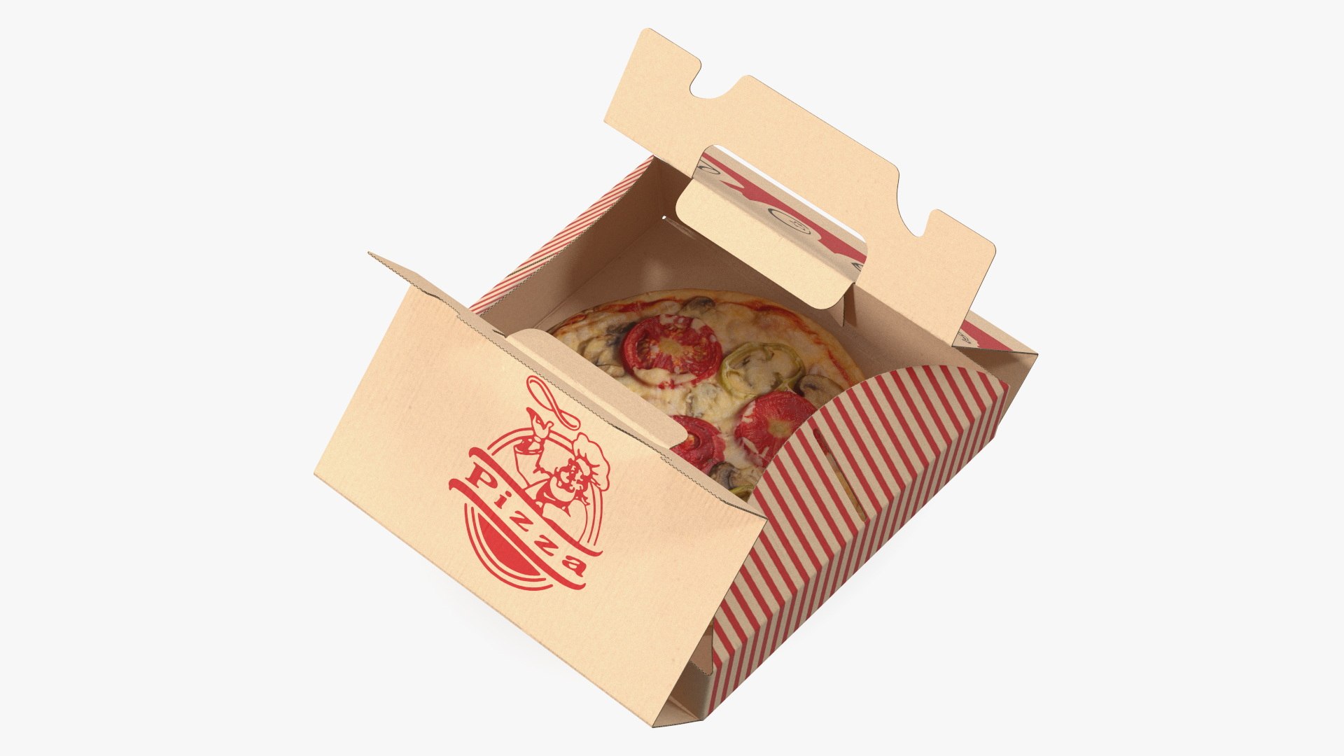 Open Box with Pizza 3D model preview