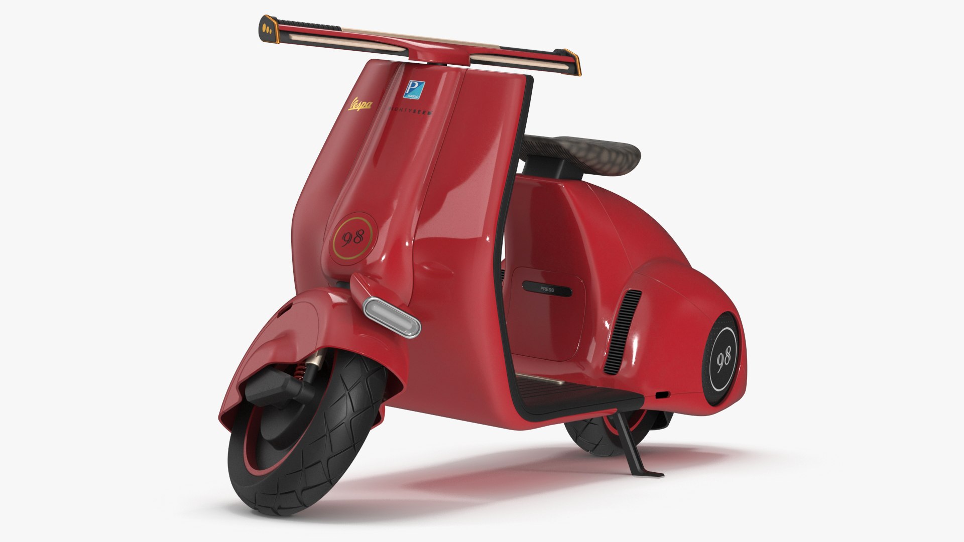 Designer Electric Scooter Vespa 98 Red Rigged 3D model preview