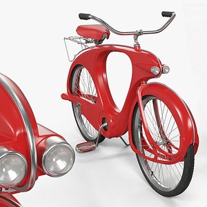 Collectible Retro Cruiser Bicycle Red Rigged 3D model