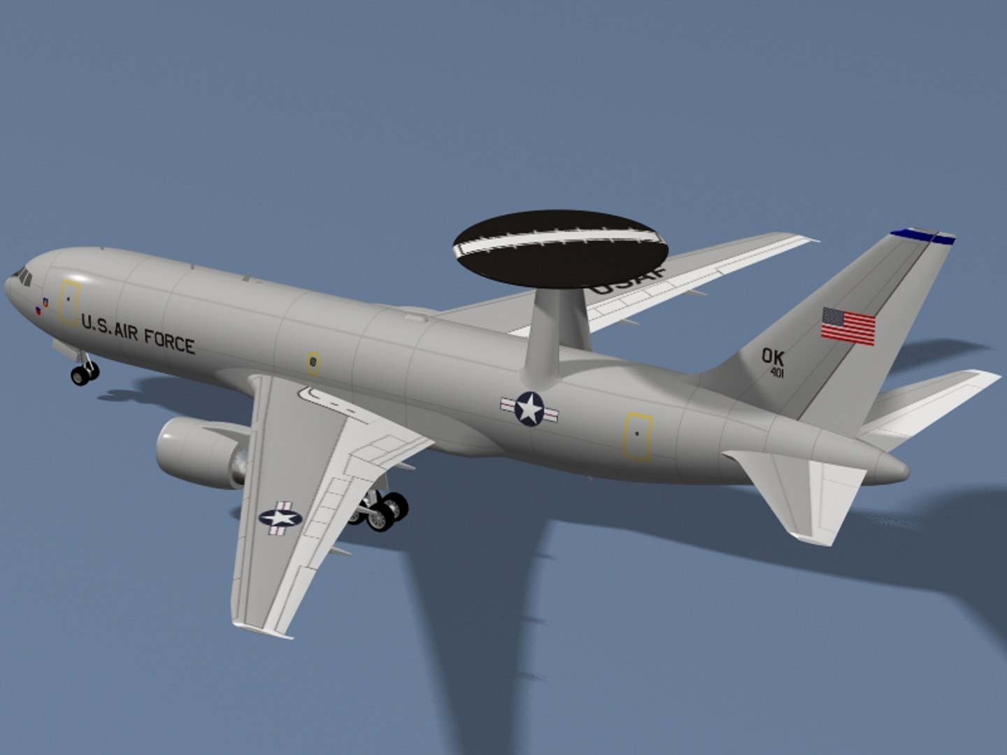 3d E-767 Awacs Usaf 767 Model