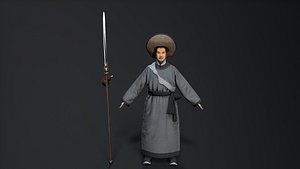 ancient China warrior character 3D model