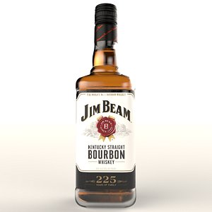 3D Jim Beam Bourbon Whiskey Alcohol Bottle model