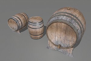 3D wooden barrels