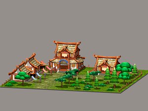 cartoon village 3D model