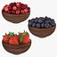 Berries in wooden bowls