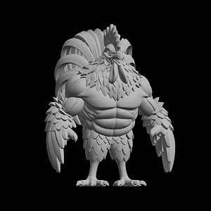 3D Muscular Rooster 3D Print Model Fantasy Creature