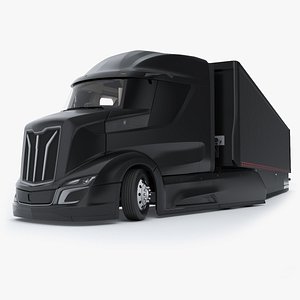 Advanced Long Haul Truck and Trailer Black Rigged