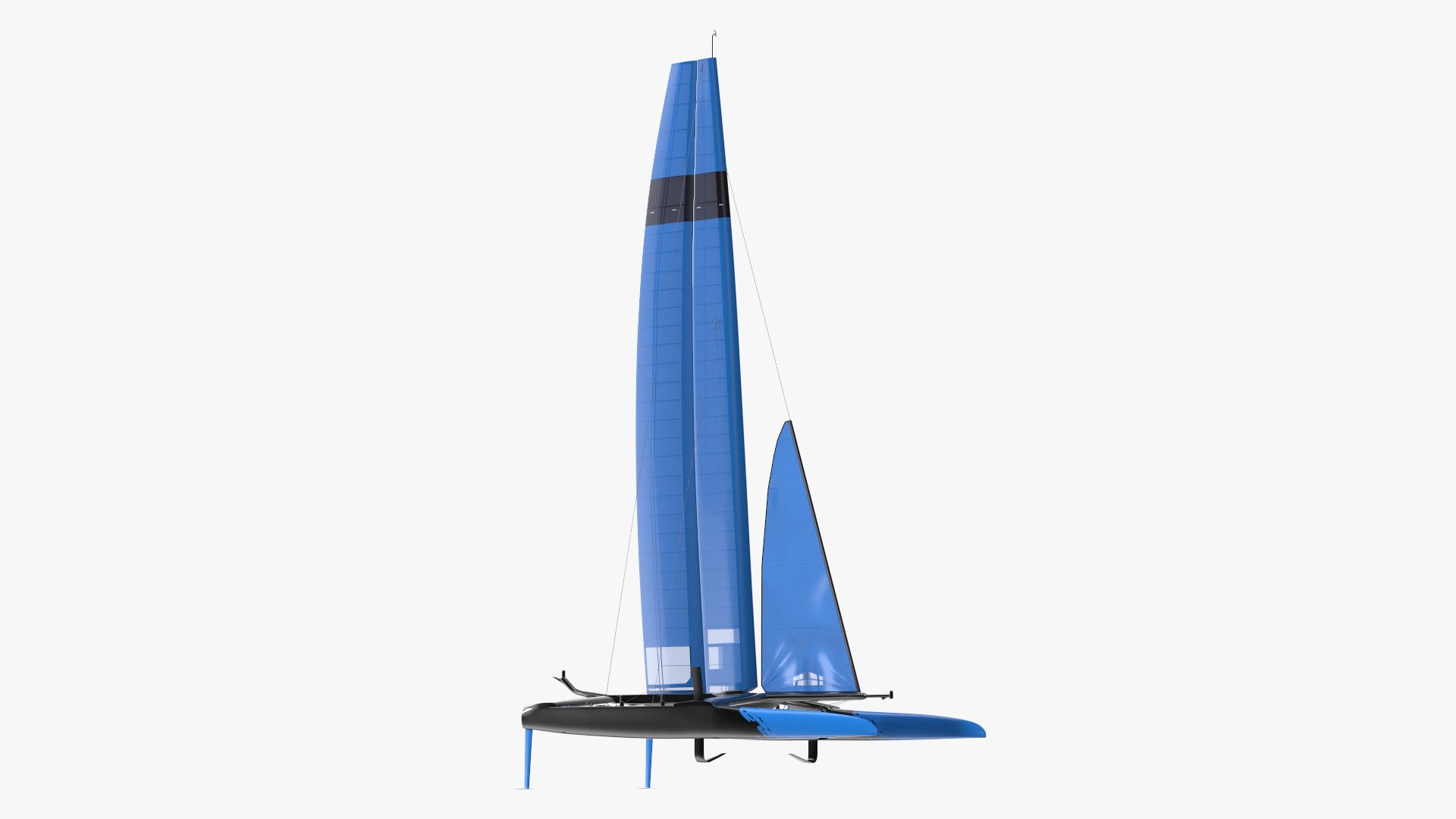 Foiling Race Yacht Blue 3D model preview