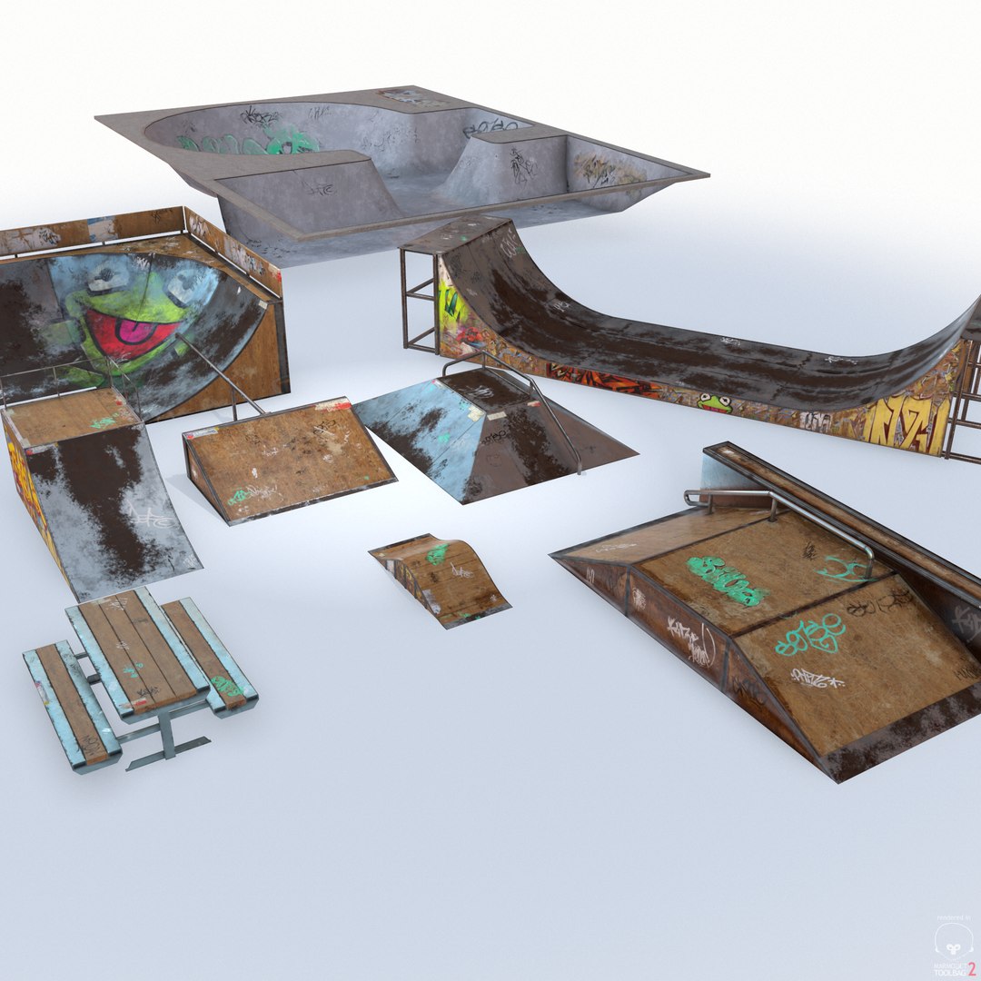 skate park pack pbr 3d model