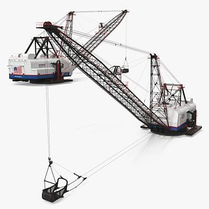 Patriot Mining Dragline With Long Boom White Rigged for Cinema 4D