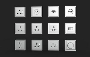 3D Electric Sockets Set 3D model