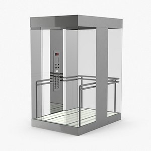 elevator-car-glass---doors-open 3D model