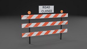 Road Closed Barrier  Destructible Low Poly