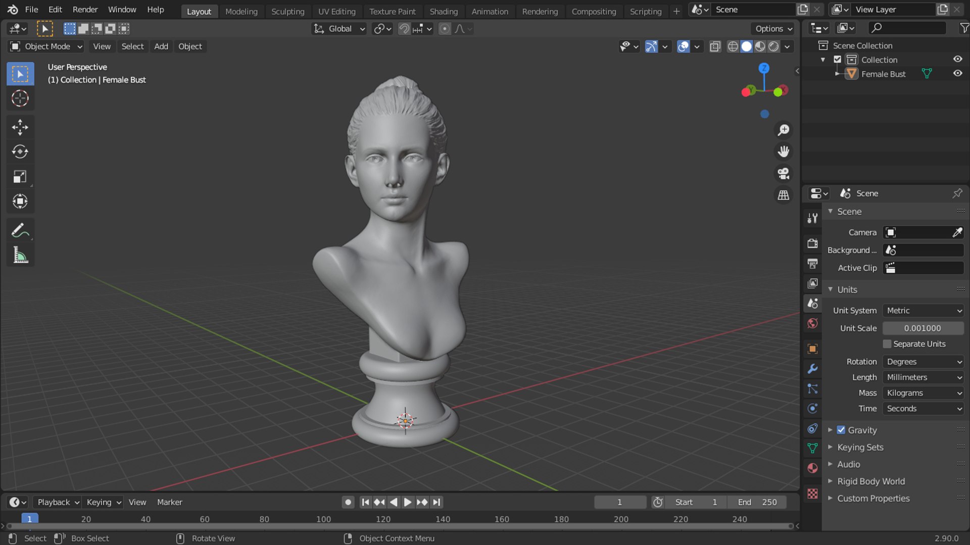 3D Sculpture Female Bust - TurboSquid 1630584