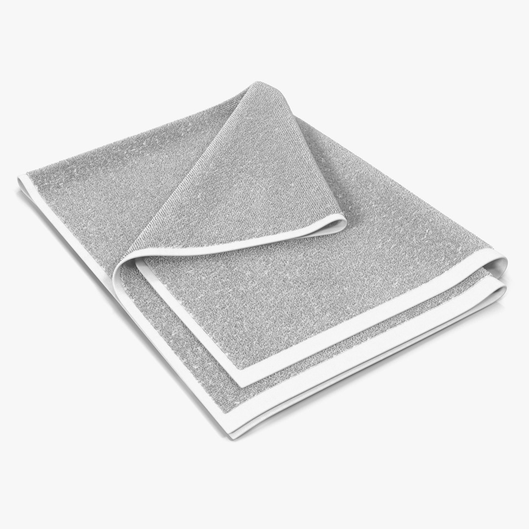 Towel 4 White with Fur 3D Model 3D model preview