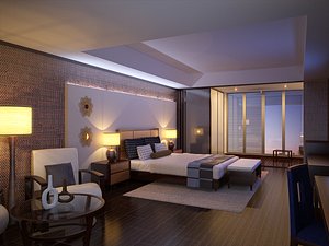 Modern hotel room. Interior scene