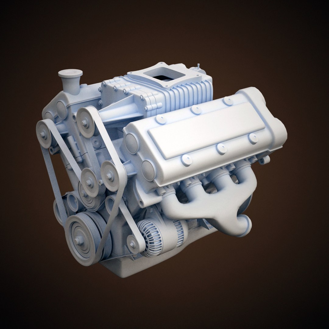 3d Modern V8 Engine Supercharger