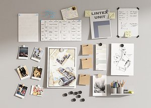 White Board Tack Board Wall Corkboard  Rectangular Office Pin Notice Board Sticky Notes Bulletin Pin 3D model