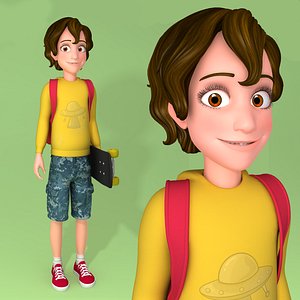 3D model cartoon teenager character rigging