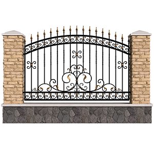3D Fence Entrance Driveway Iron Classic Gate