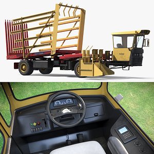 Stackcruiser Bale Loading Wagon Transport Vehicle Rigged