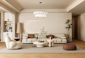 Modern Wabi-Sabi Living Room Interior  C4D RS 3D model