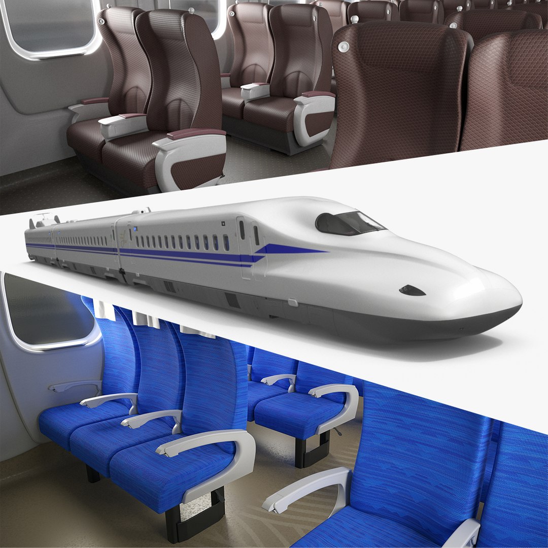 N700S Shinkansen High Speed Train with Interior 3D model preview