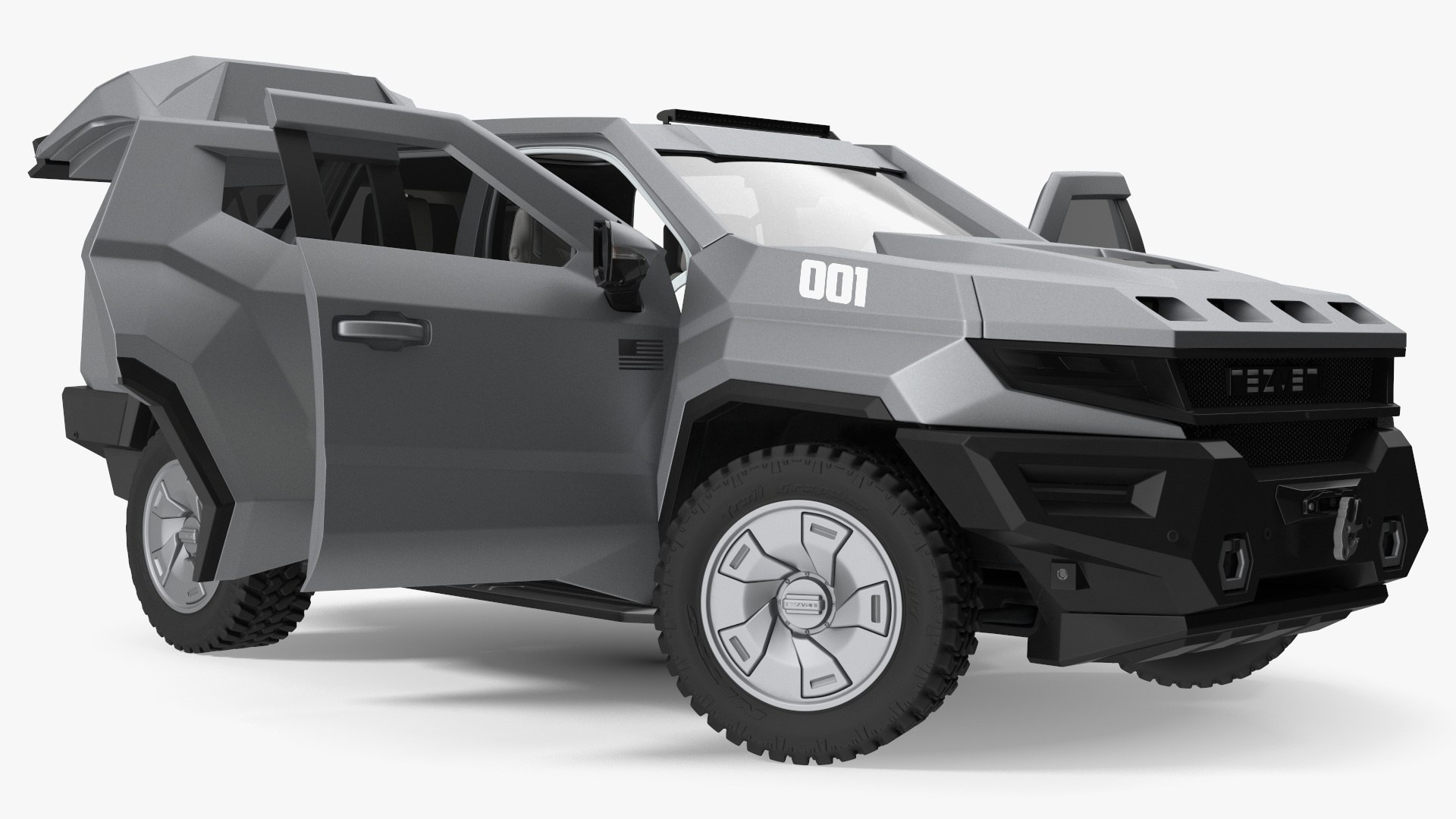 2023 Rezvani Vengeance Armored SUV Lights Off Rigged 3D model preview