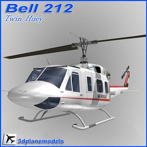 bell 212 huey helicopter 3d model