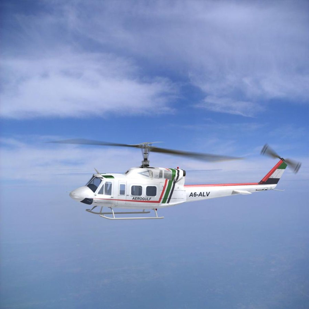 bell 212 huey helicopter 3d model