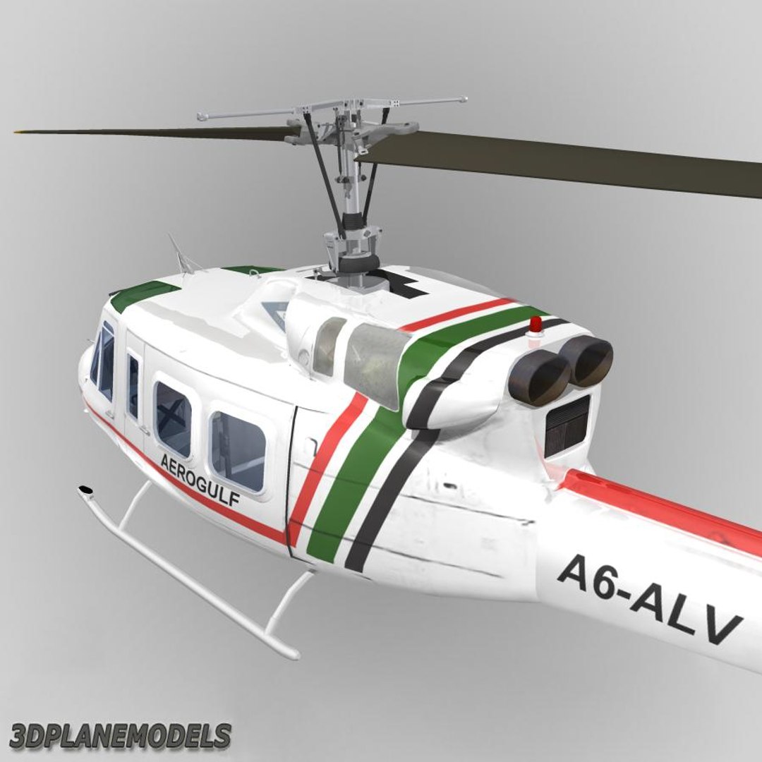 bell 212 huey helicopter 3d model