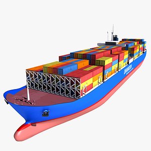 realistic container cargo ship 3d model
