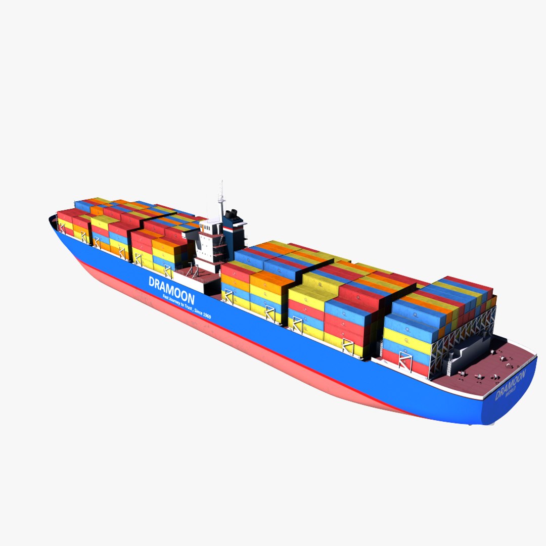 Realistic Container Cargo Ship 3d Model