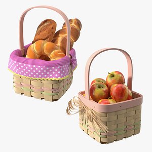 3D Wicker Baskets with Products Collection