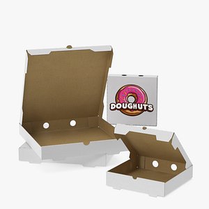 Donut Boxes Packaging Set 3D