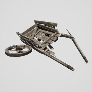 medieval broken cart 3D