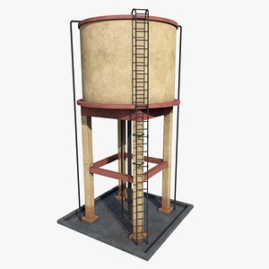 3D Water Storage Tank Tower - GameReady Asset