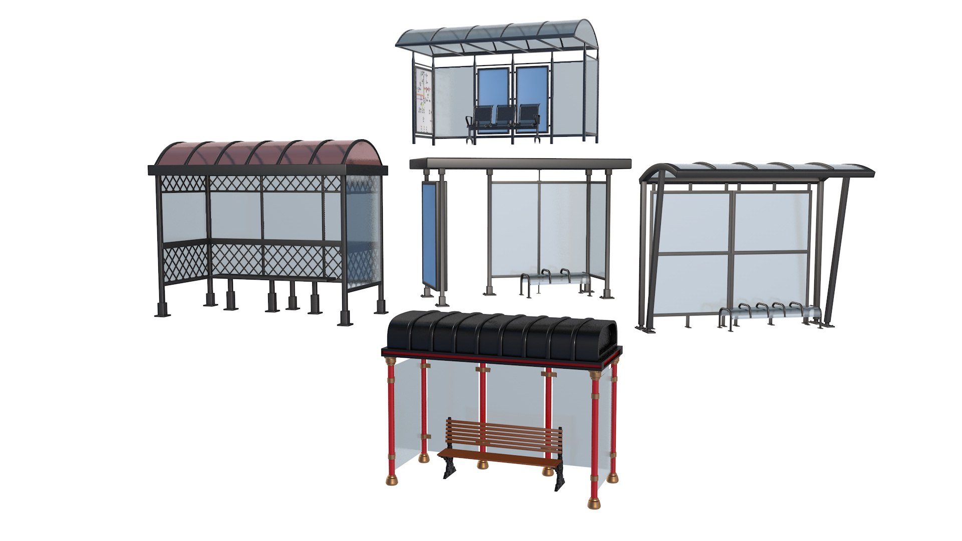 Bus Stop Collections 3D Model TurboSquid 1916543