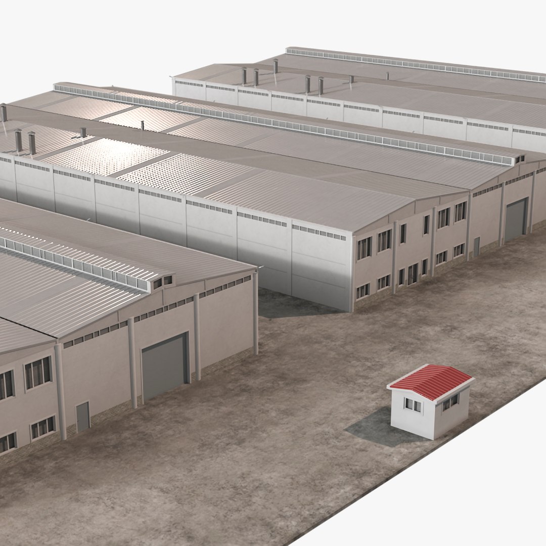 Large Factory Building 3D model preview
