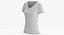 T Shirt Worn Female V Neck Pose 01 White Blank and Branded Heather model
