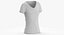 T Shirt Worn Female V Neck Pose 01 White Blank and Branded Heather model