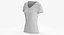 T Shirt Worn Female V Neck Pose 01 White Blank and Branded Heather model