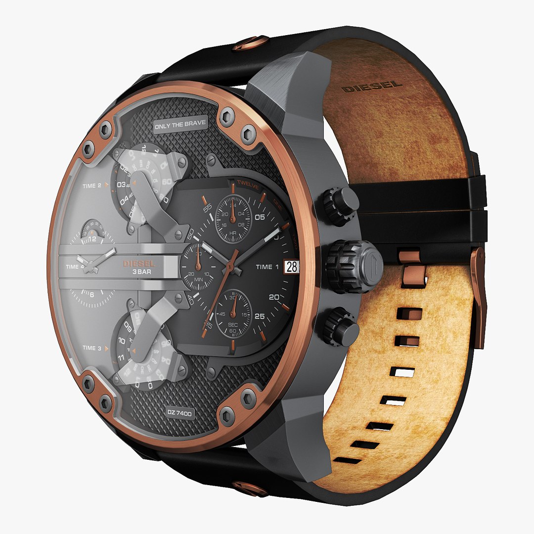 3D Realistic Wrist Watch Diesel TurboSquid 1456926