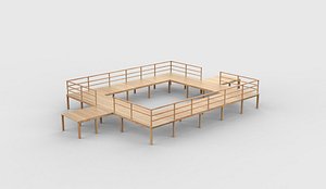 3D Wooden Seaside Pier 02 3D model