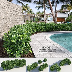3D exotic shrubs hedges