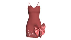 Girls Rosewood Blossom Mini Dress 3D model
